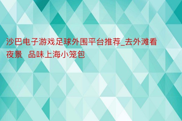 沙巴电子游戏足球外围平台推荐_去外滩看夜景  品味上海小笼包