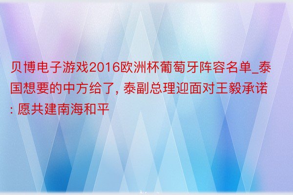 贝博电子游戏2016欧洲杯葡萄牙阵容名单_泰国想要的中方给了, 泰副总理迎面对王毅承诺: 愿共建南海和平