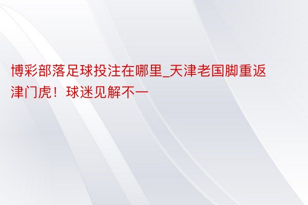 博彩部落足球投注在哪里_天津老国脚重返津门虎！球迷见解不一